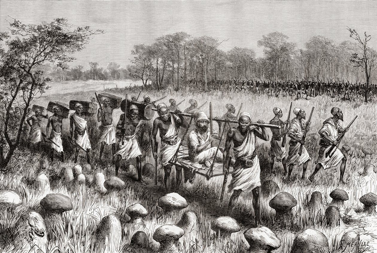 Explorador Pietro Paolo Savorgnan di Brazza saliendo de Kalasa, Zambia, de 