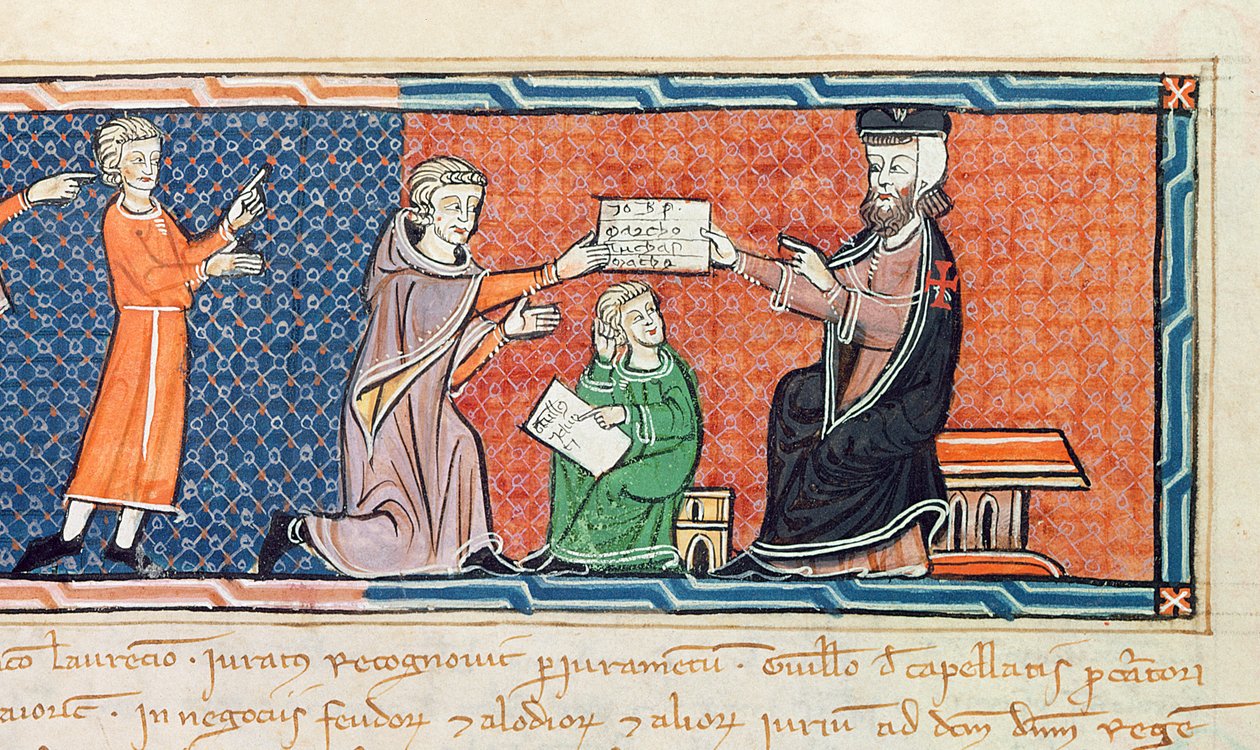 Guillaume Jaubert prestando juramento ante el Rey Jacobo I de Spanish School