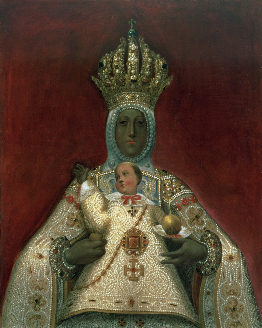 Madonna y el Niño de Spanish School