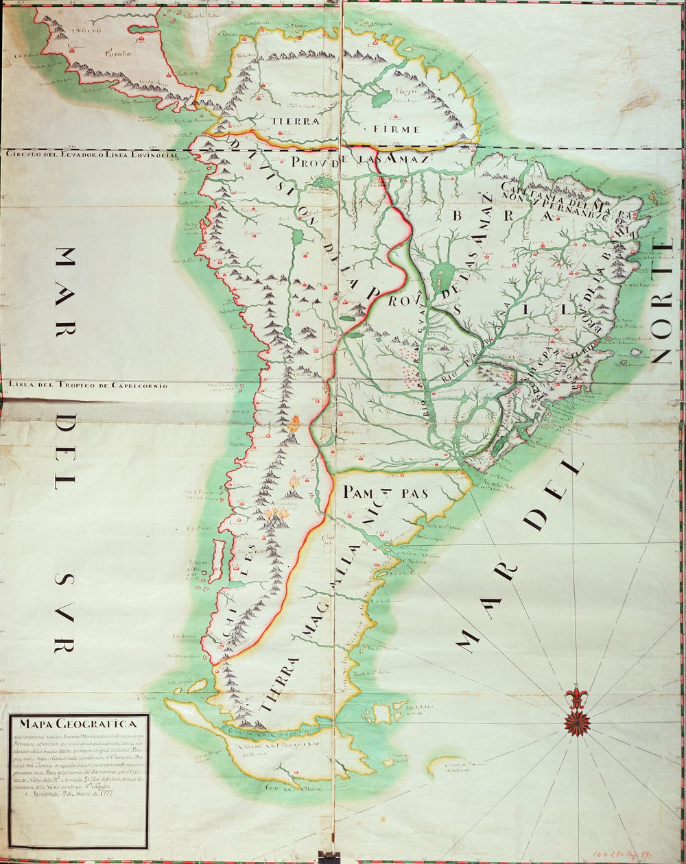 Mapa de América del Sur, 1777 de Spanish School