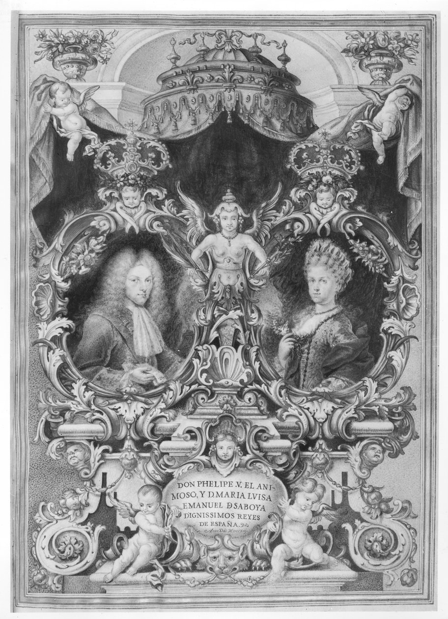 Felipe V (1683-1746) Rey de España y María Luisa (1688-1714) de Saboya, 1713 de Spanish School