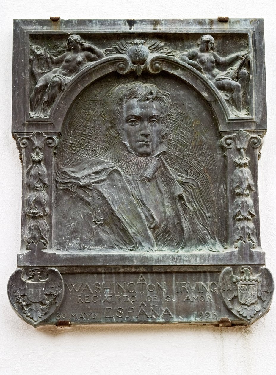 Placa conmemorativa de la vida de Washington Irving y su amor por España de Spanish School