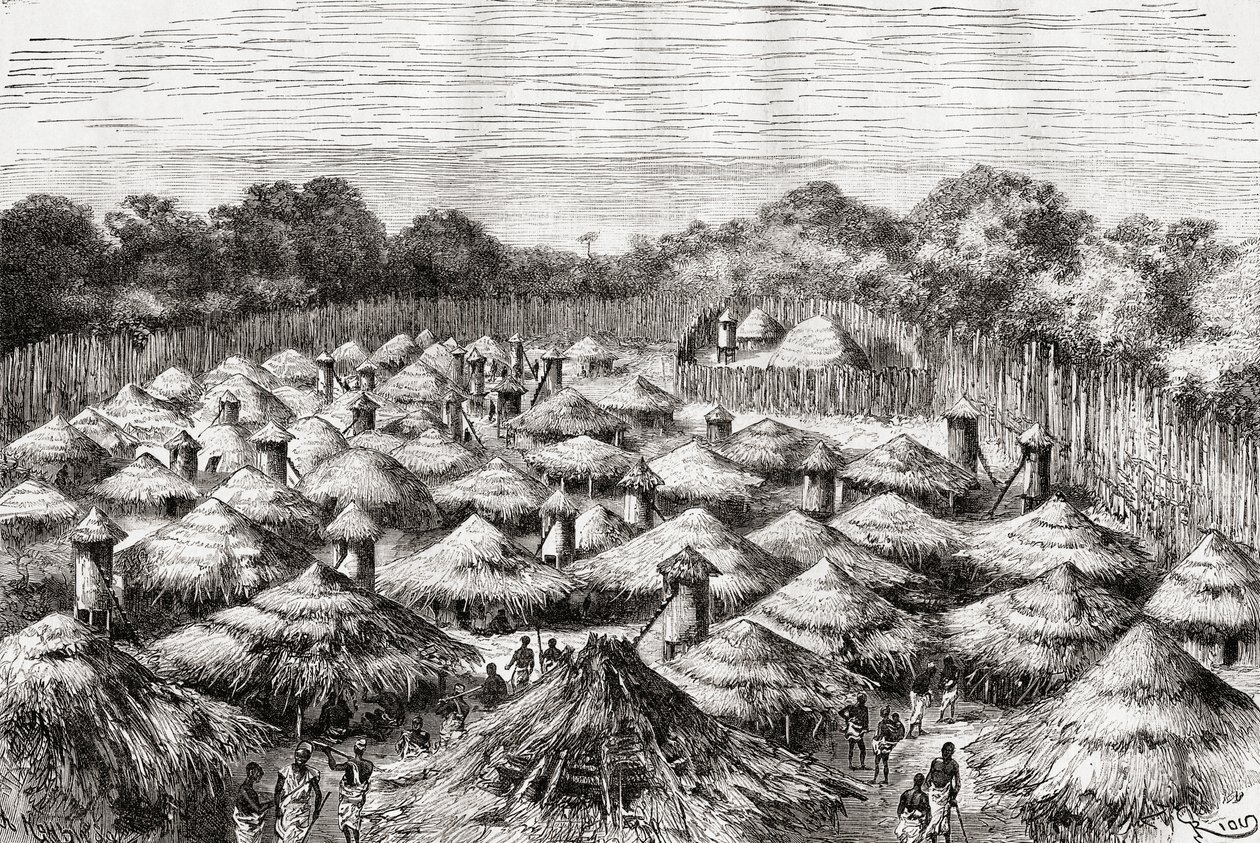 El pueblo de Kiwana, Tanzania, como era a finales del siglo XIX, de 