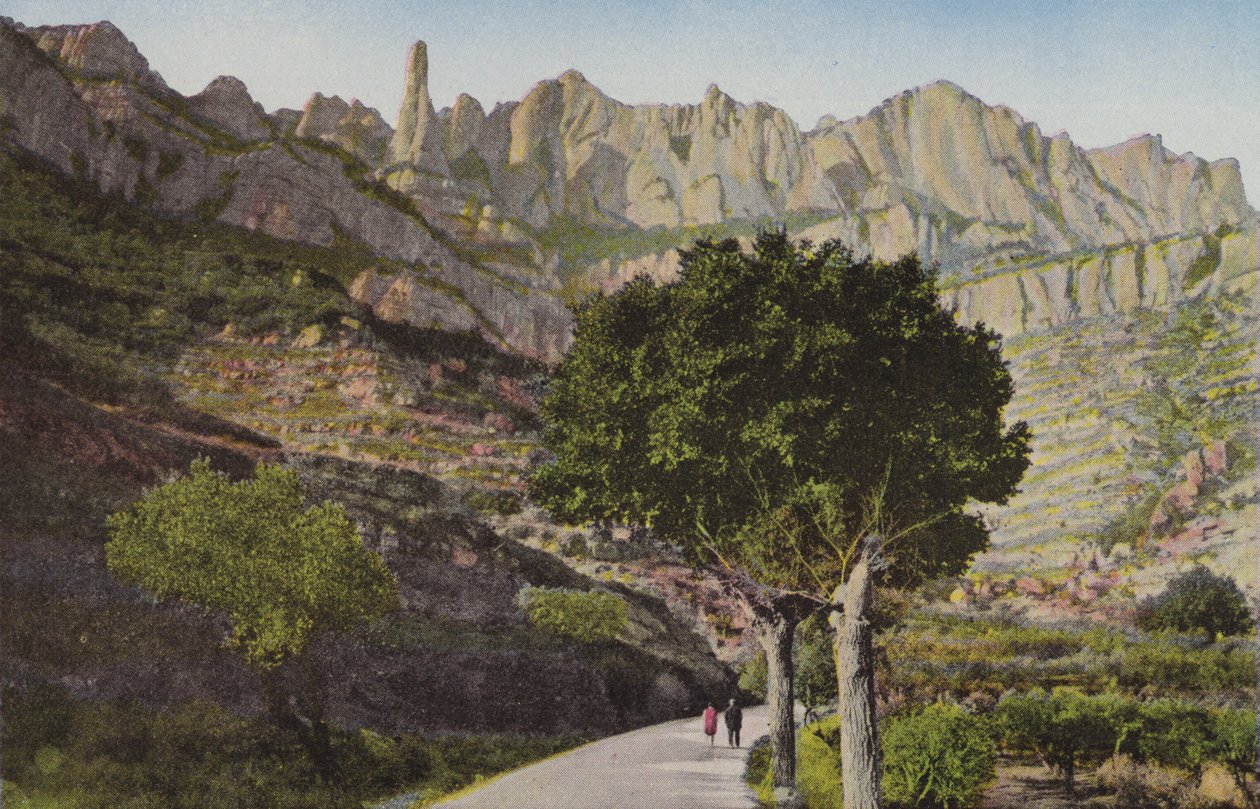 Montserrat: La muntanya des de la carretera de Monistrol; La Montana desde la carretera de Monistrol (coloured photo) de Spanish Photographer