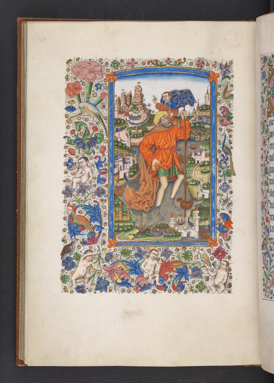 Añadir MS 50004 f.64v San Cristóbal cargando al Niño Jesús, 
