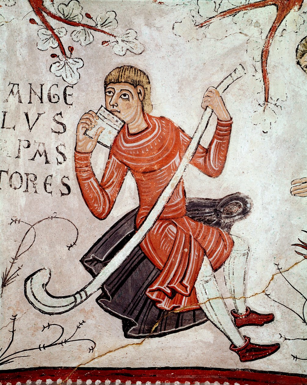 Anunciación a los pastores, detalle (miniatura) de Spanish School