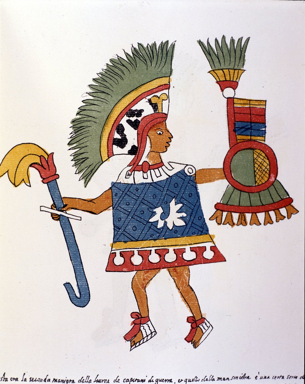 Guerrero azteca en el Códice Vaticano 3738 (Códice Vat. Ríos). Facsímil del manuscrito por el dominico Pedro de los Ríos, entre 1570 y 1589, Bibl. Vaticana de Spanish School
