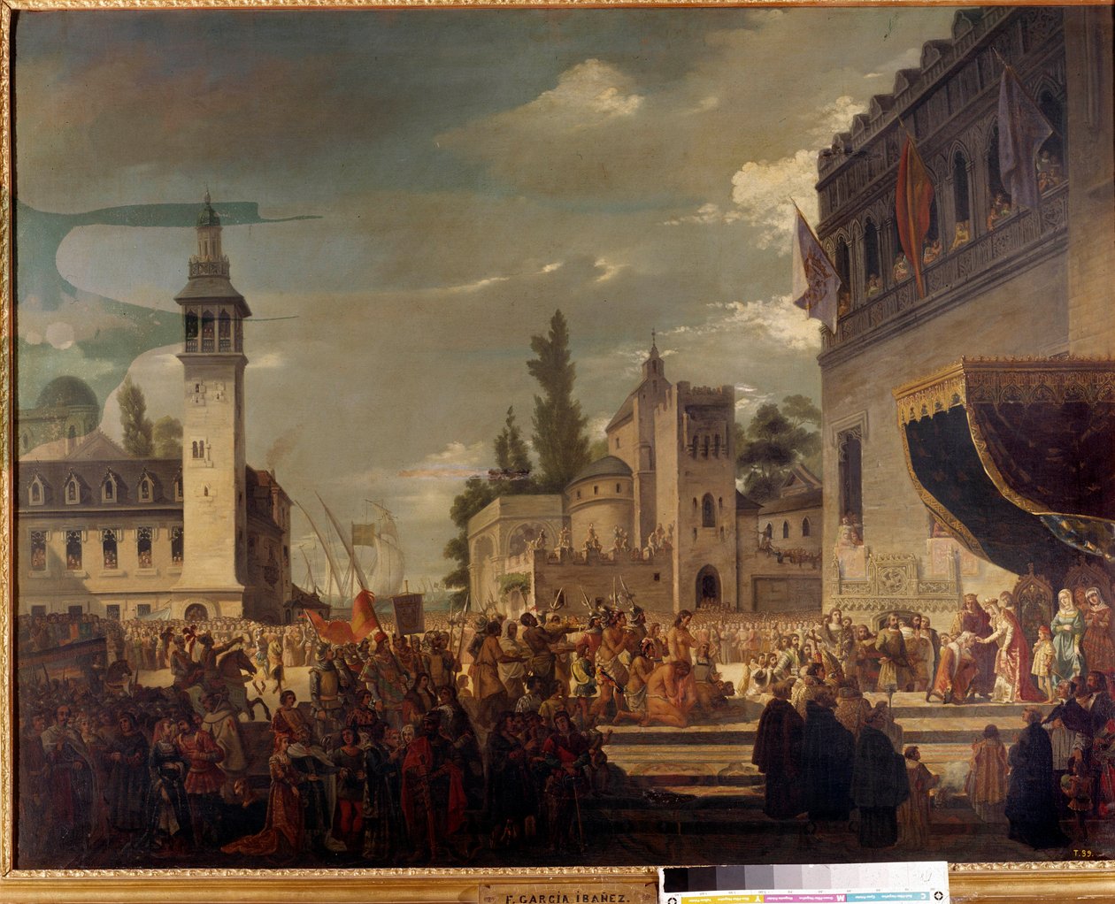 Cristóbal Colón presenta indígenas a Fernando II e Isabel I de Castilla en Barcelona de Spanish School