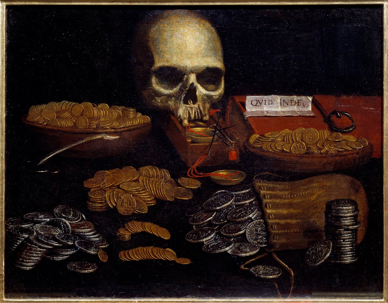 Alegoría de la vanidad, el paso del tiempo y la muerte, la riqueza y los placeres humanos de Spanish School