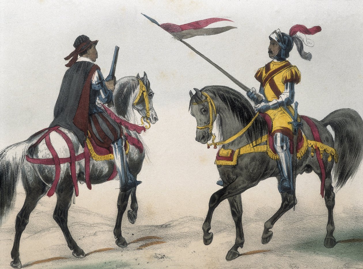 DE SOTTO, Serafin Maria, Conde de Clonard (1793 - 1862). Historia organica de las armas de Infanteria y Caballeria espanolas. 1851 - 1859. Caballería durante el reinado de Felipe II de España. "Heraldo de caballería y hombre de armas. de Spanish School