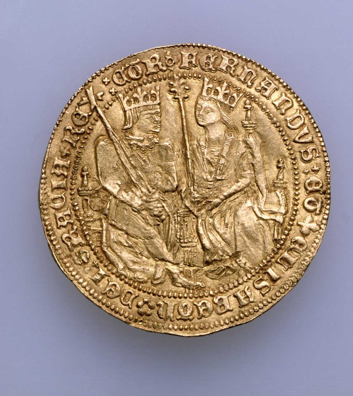 Doble excelente de Fernando II de Aragón (1479-1516) e Isabel de Castilla (1474-1504), Casa de Moneda de Sevilla, 1475 de Spanish School