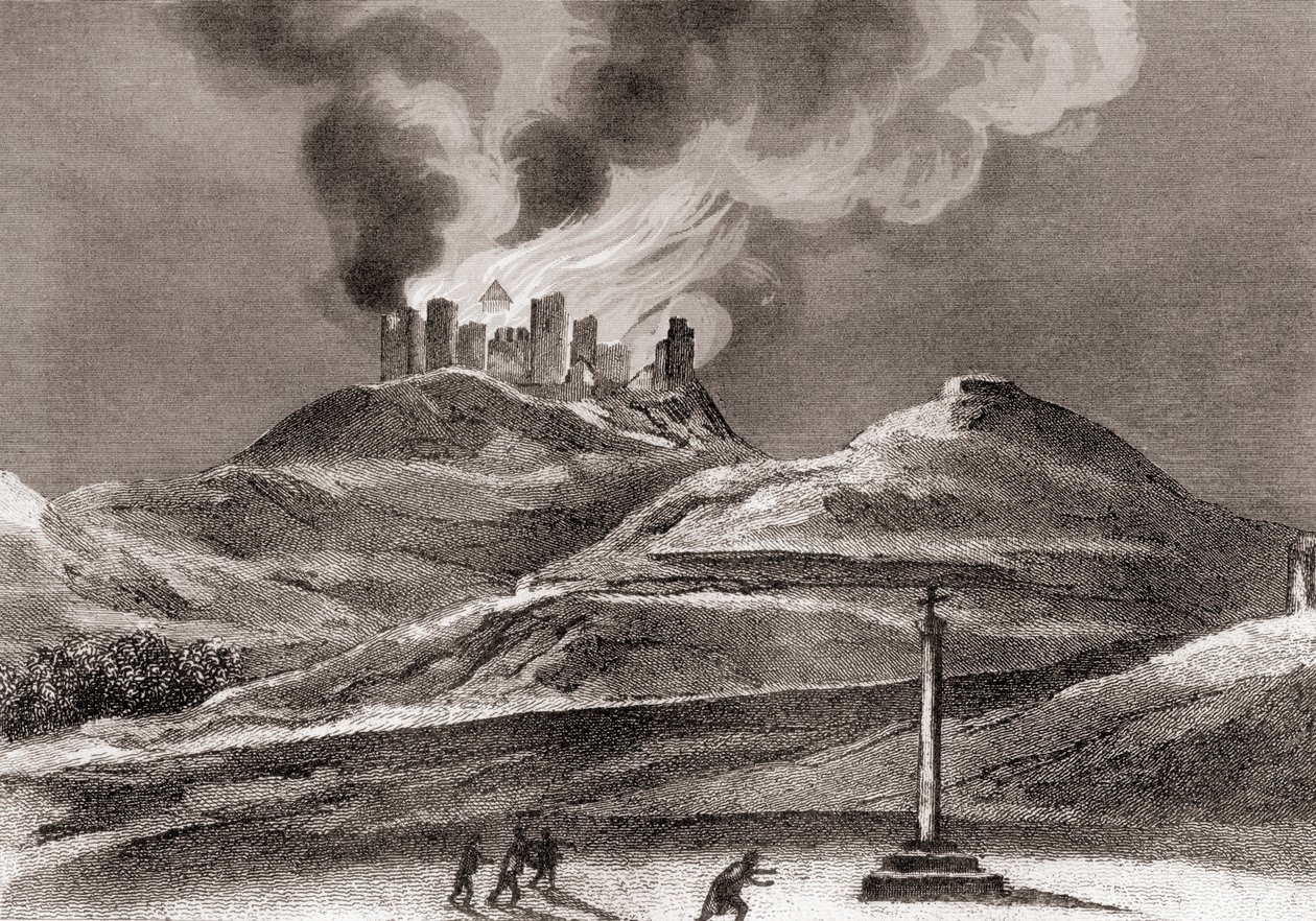 Incendio en el Monasterio de Montearagón, Quincena, Huesca, España en 1835 de Spanish School