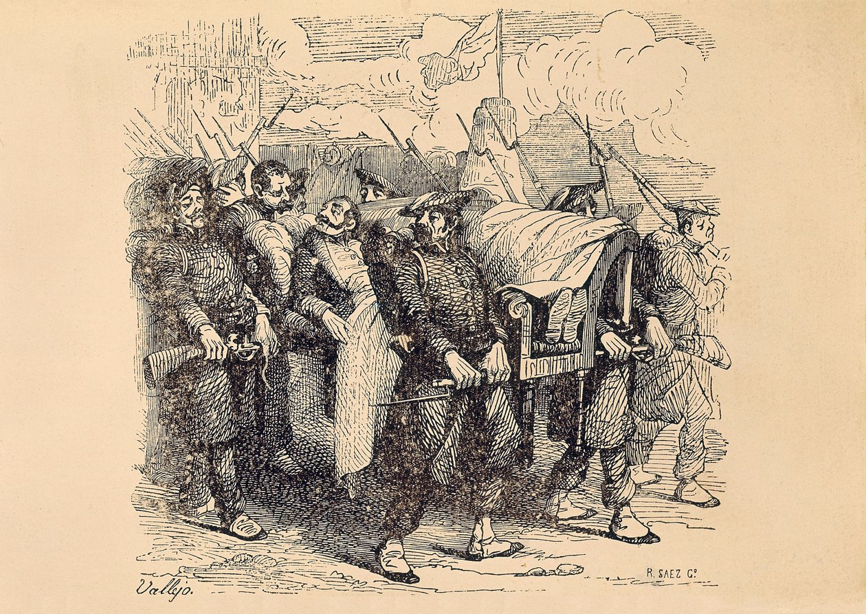 Primera Guerra Carlista (1833-1840): El general carlista Tomás Zumalacárregui (1788-1835) herido durante el sitio de Bilbao de Spanish School
