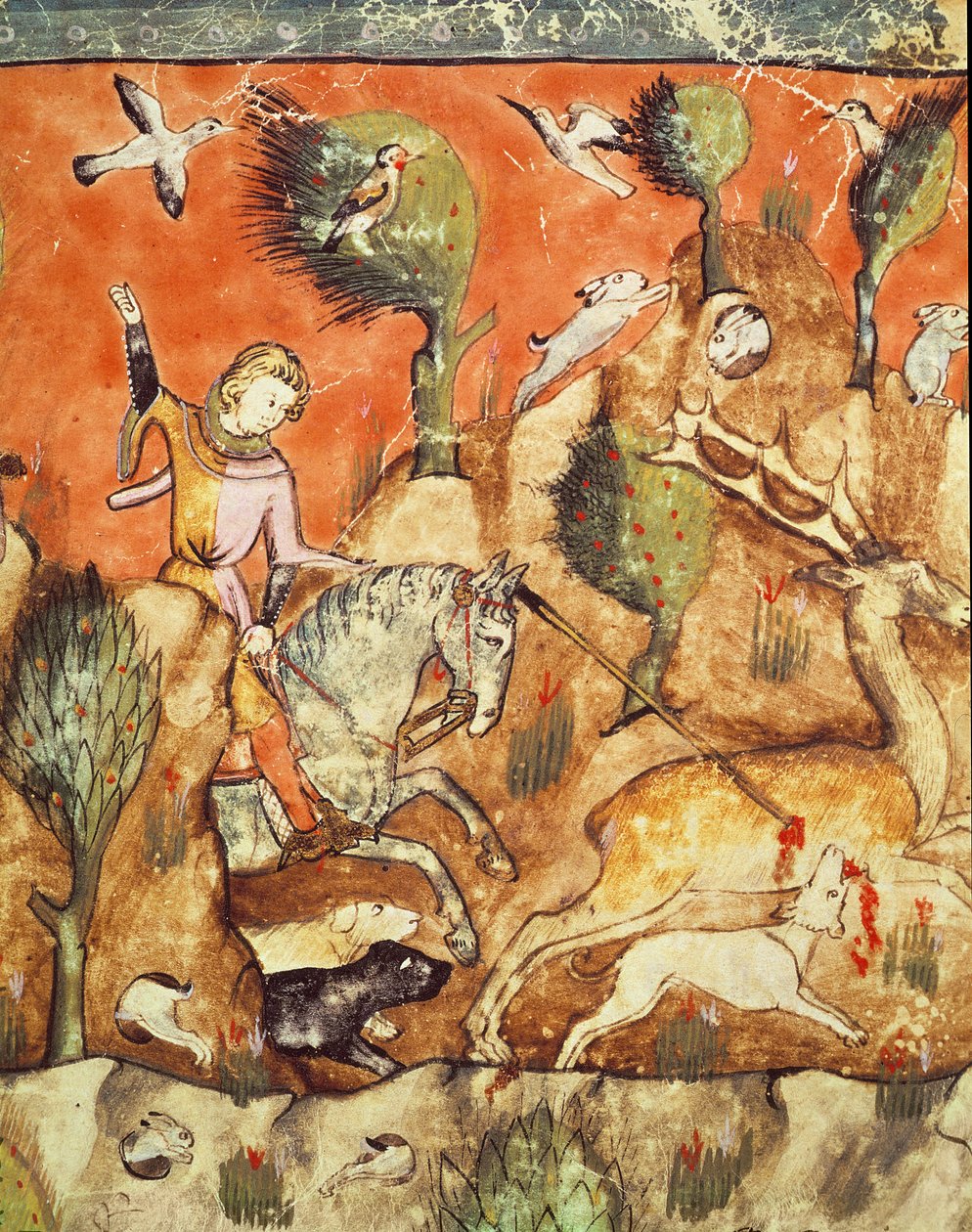 Fol.178v Un cazador persiguiendo a un ciervo, del Códice Benito Santa Mora de Spanish School