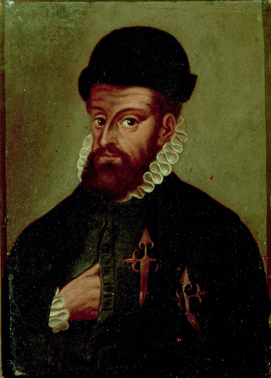 Francisco Pizarro (1478-1541) Conquistador español (óleo sobre tabla) de Spanish School