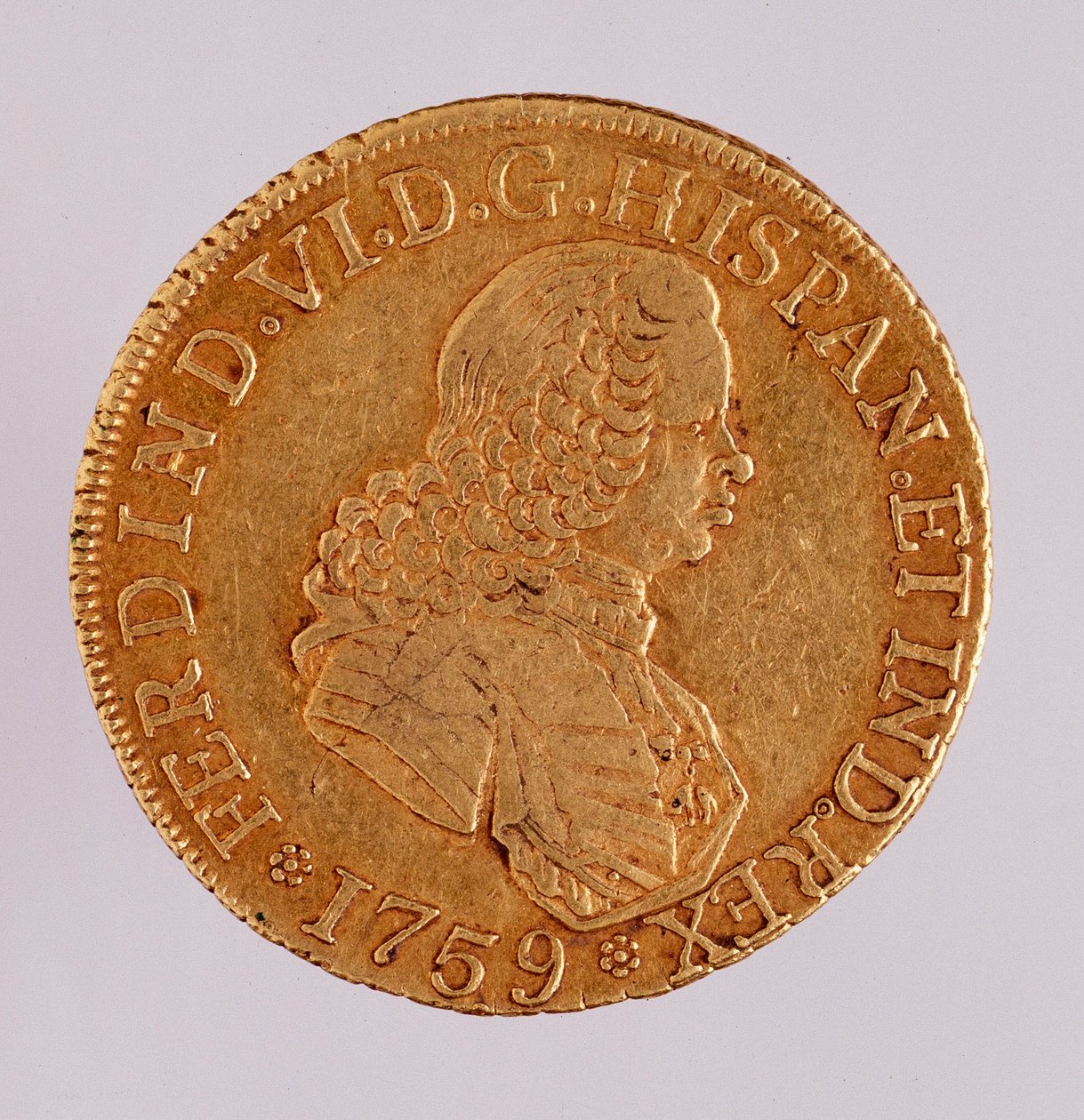Moneda de oro (8 escudos) de España: reinado de Fernando VI de Spanish School