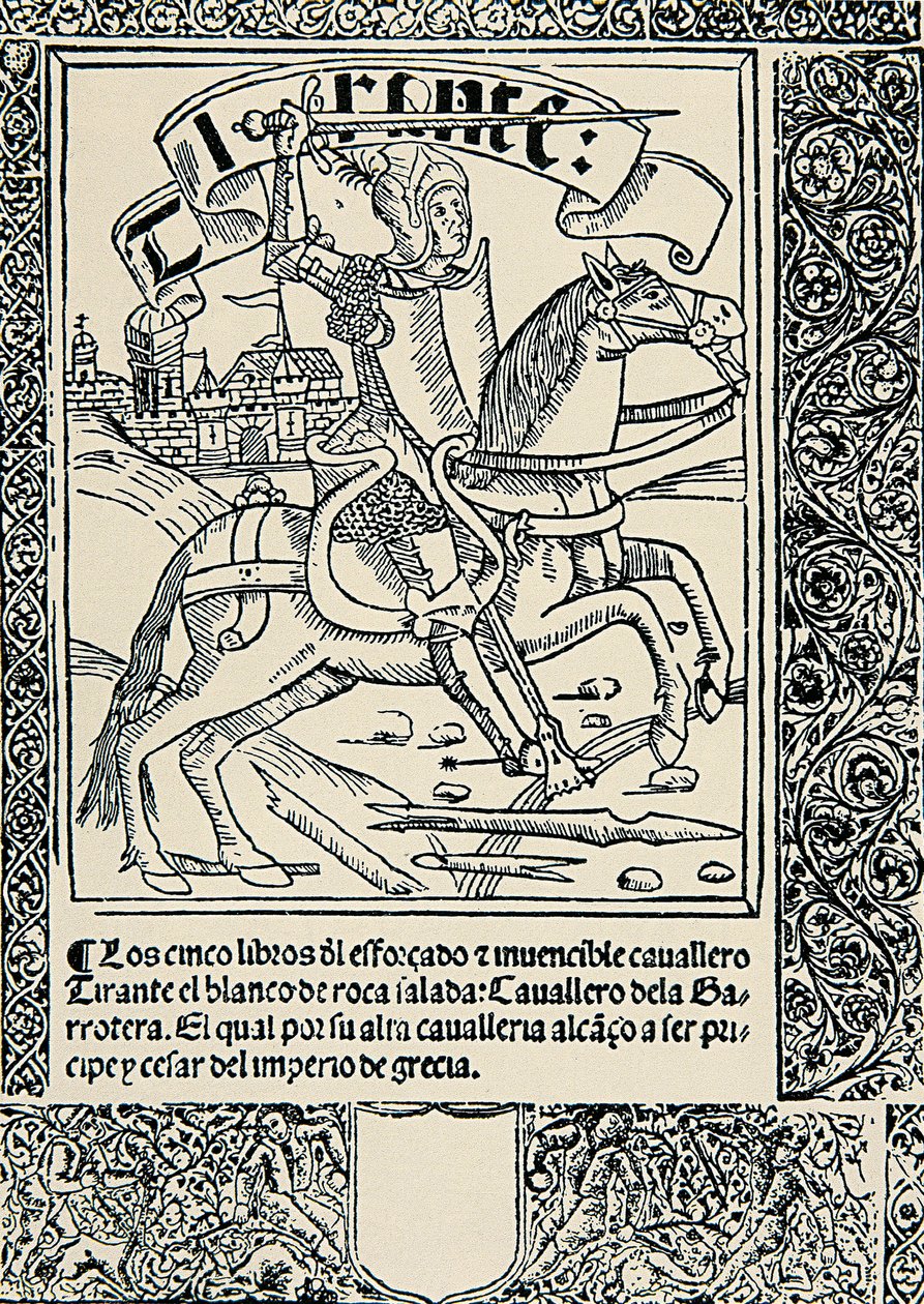 Caballero en su montura, Frontispicio de la obra española Tirant lo Blanc de Joanot Martorell (1413-1468) de Spanish School