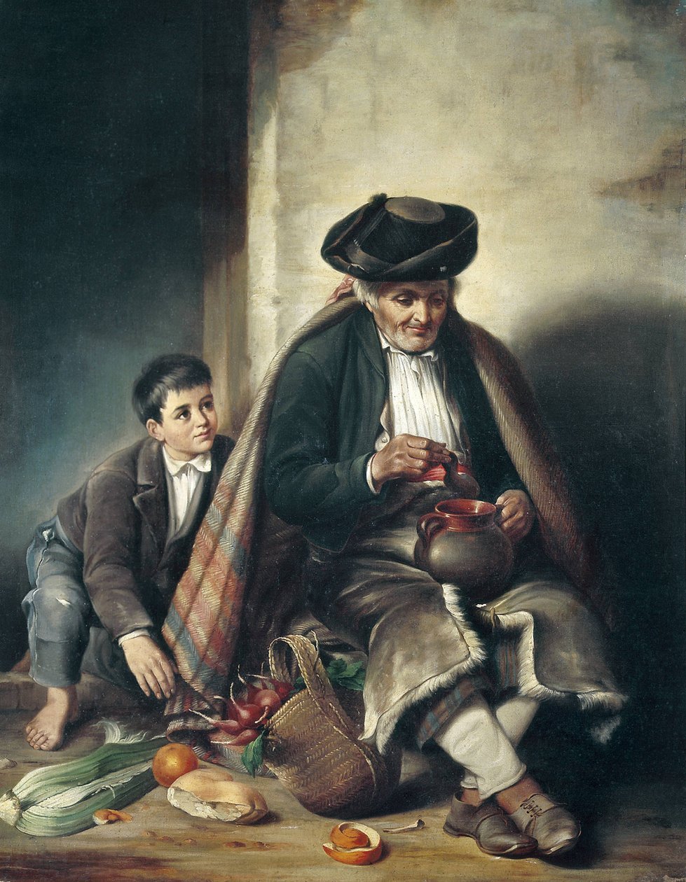 Hombre y niño. Finales del siglo XIX (óleo sobre lienzo) de Spanish School
