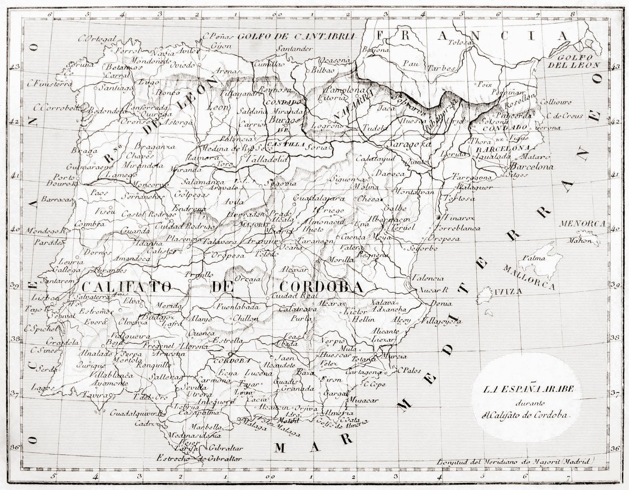 Mapa de España mostrando el Califato de Córdoba de Spanish School