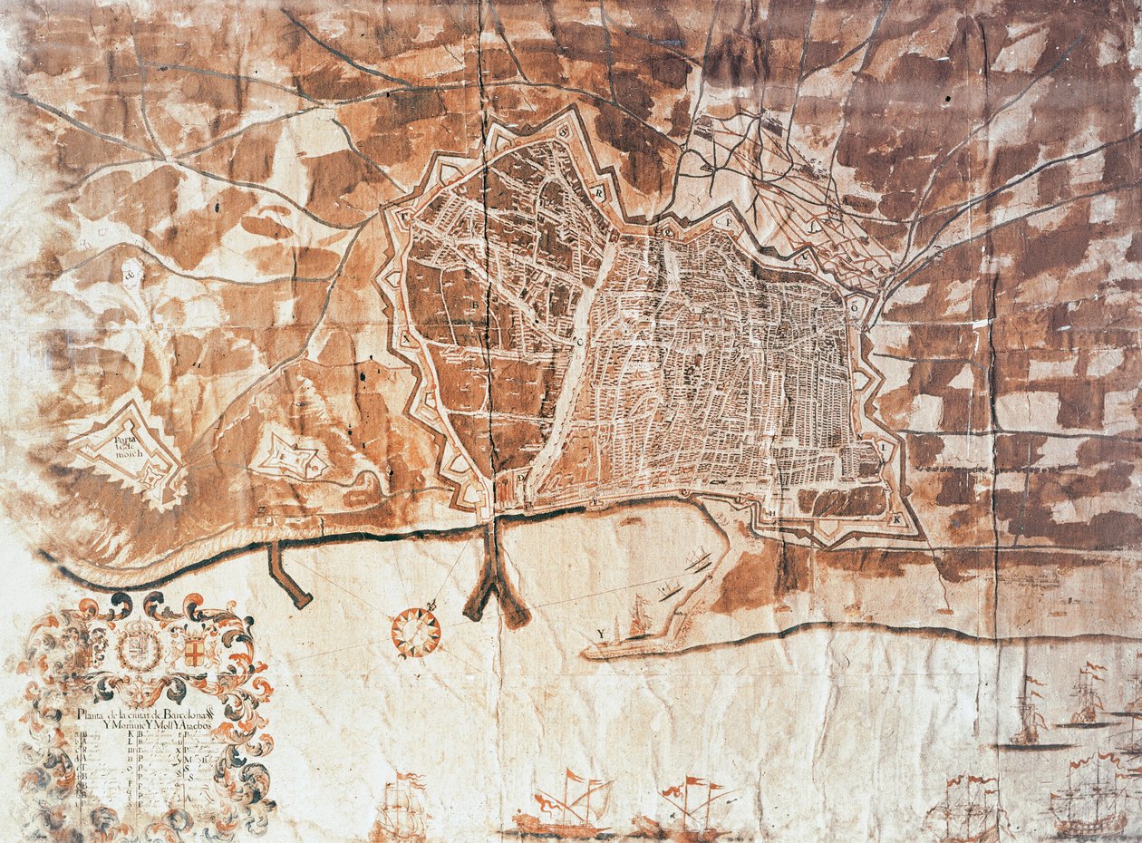 Mapa de la ciudad de Barcelona, 1697 de Spanish School