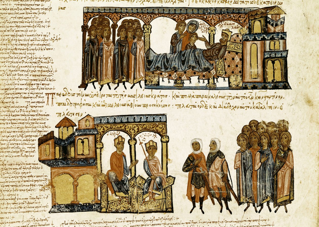 Miniatura de "Synopsis historiarum" o "Crónicas Bizantinas" (Historias de los reyes y eventos bizantinos de 811 a 1057) por Juan Scylitza (siglos XI-XII) de Spanish School