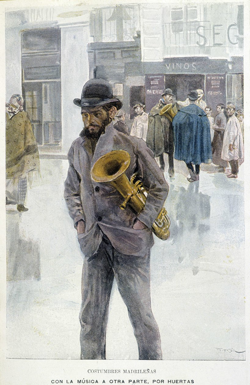 Música en las calles: músico - mendigo en Madrid de Spanish School