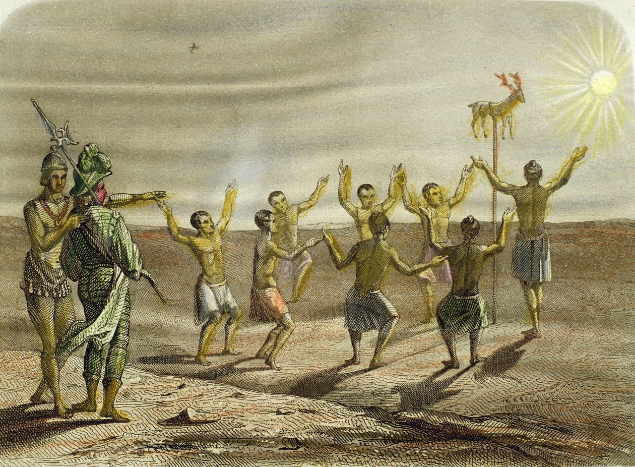 Sacrificio de un ciervo al sol por los indios de Florida de Spanish School