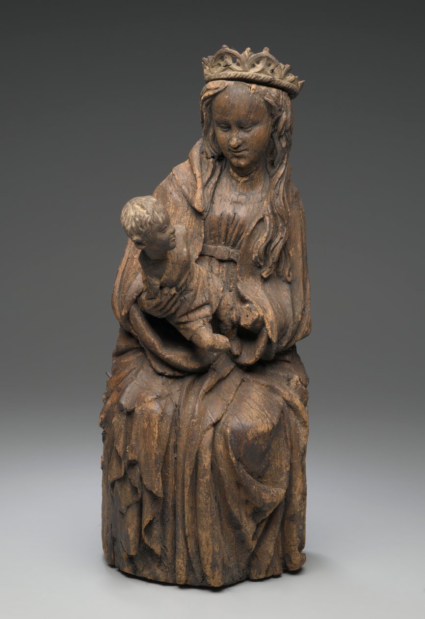 Figura sentada de la Virgen sosteniendo al niño Cristo de Spanish School