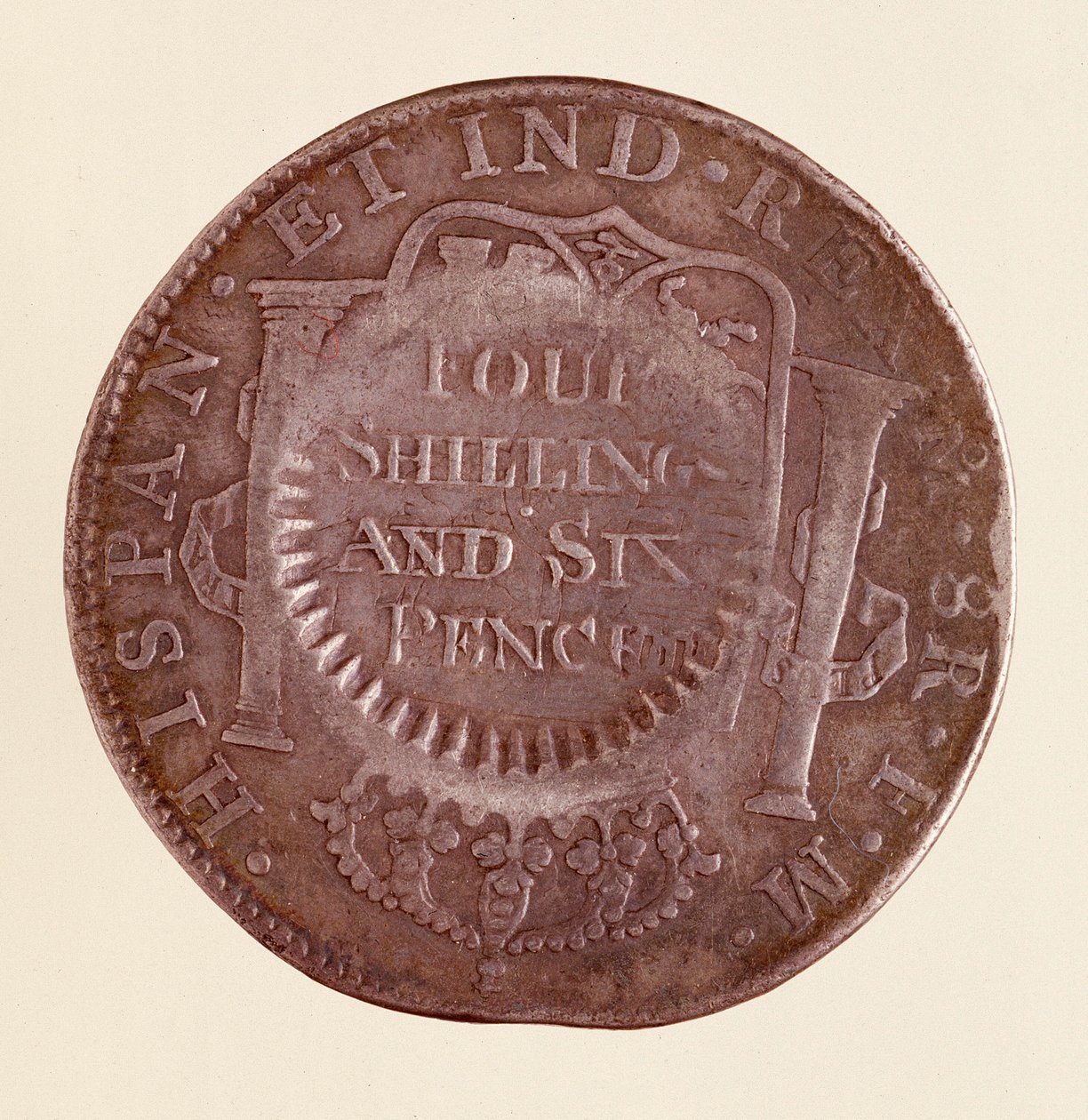 Moneda de plata (8 reales) de España: reinado de Carlos III (1777 con contramarca de 1787) de Spanish School