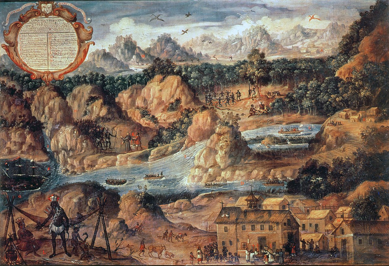 La conquista de Guatemala en 1524 (óleo sobre tabla) de Spanish School
