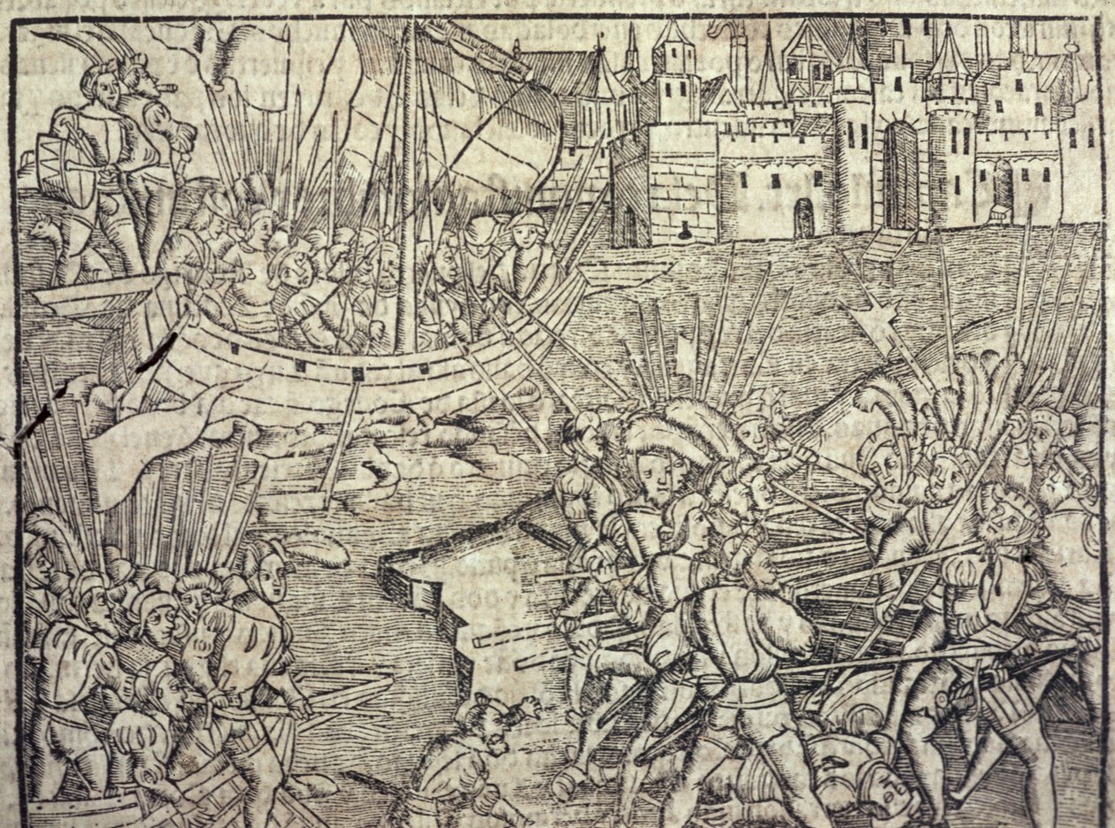 La Conquista del Perú, ilustración de la "Historia General de las Indias y Nuevo Mundo" de Francisco López de Gómara (n.1510) 1554 (grabado) de Spanish School