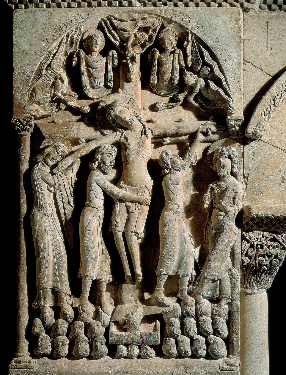 El Descendimiento de la Cruz, Maestro de Santo Domingo de Silos (siglo XII). Relieve en piedra de Spanish School