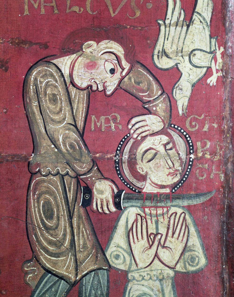 El Martirio de Santa Margarita de Antioquía, detalle del frontal de altar del Convento de Santa Margarida de Vilaseca (temple sobre tabla de roble) de Spanish School