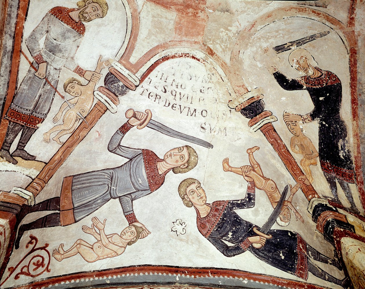 El ciclo de los meses: la masacre de los inocentes. (detalle) Fresco del siglo XII del Panteón Real de la Real Colegiata de San Isidoro. León. España de Spanish School