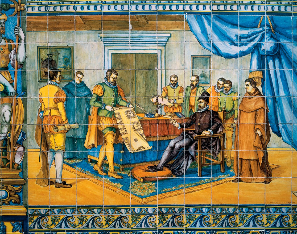 La presentación de los nuevos planes urbanos al Rey Felipe II de España de Spanish School