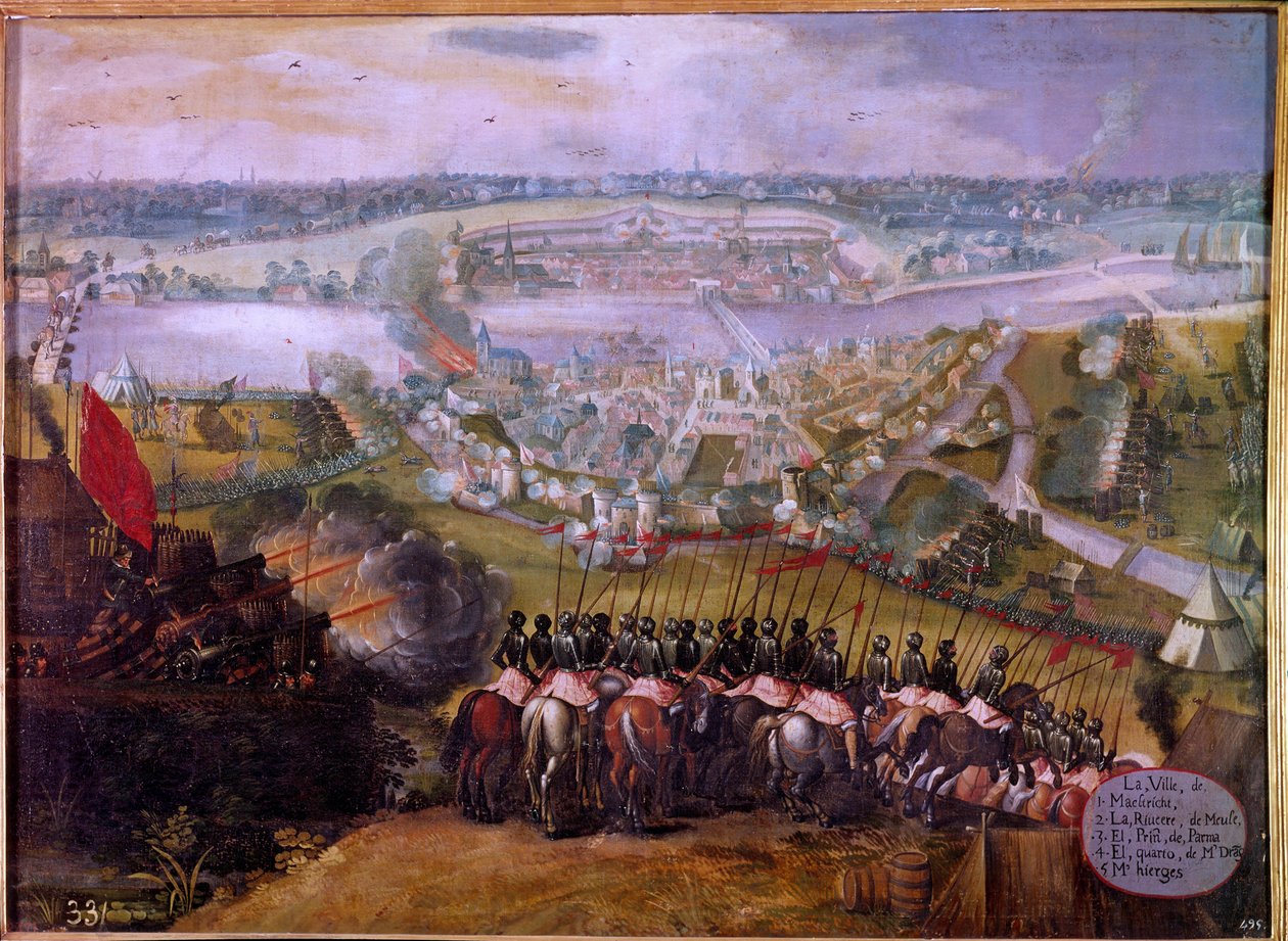 El asedio de Maestrich por los españoles en 1579. El asedio de Maastricht (o Maestricht) en los Países Bajos fue un episodio de la Guerra de los Ochenta Años (1568-1648) que vio el ascenso de las provincias del norte de Spanish School