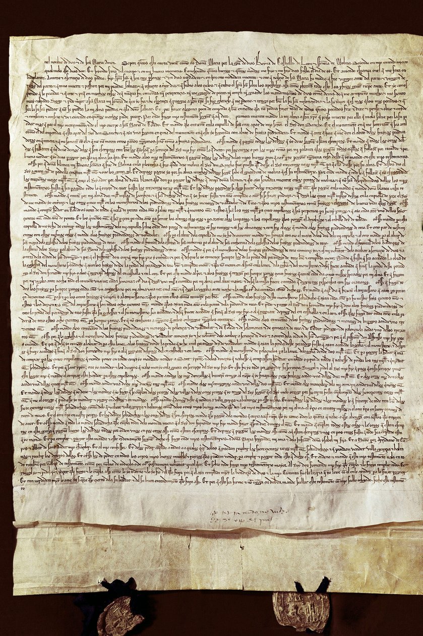 El testamento de María de Molina (o María Alfonso de Meneses) de Spanish School