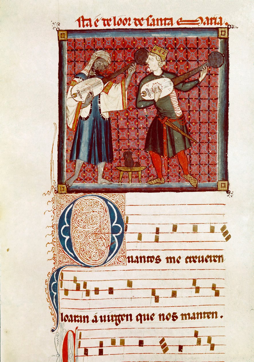Dos músicos, uno moro y el otro cristiano español (detalle) de Spanish School
