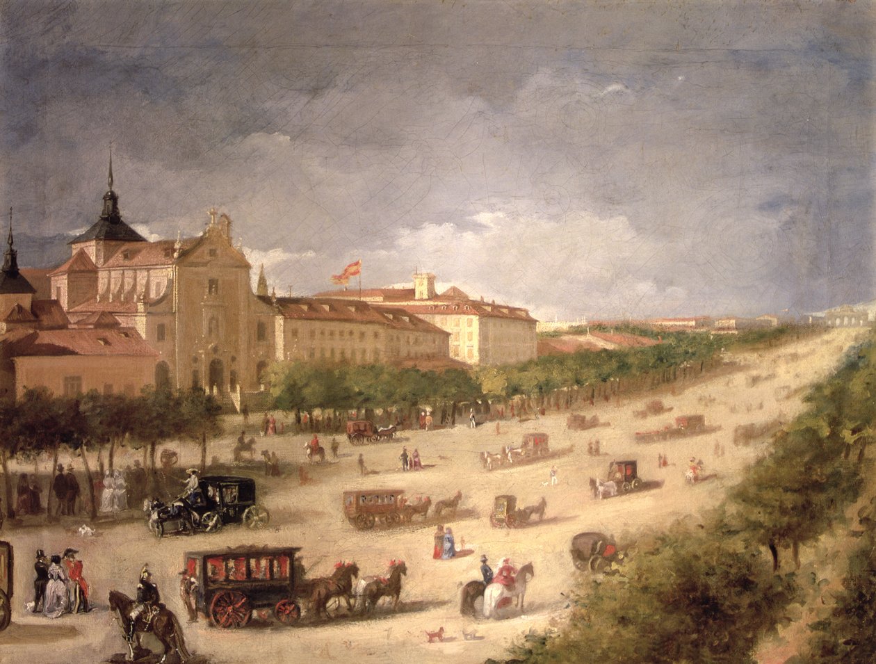 Vista de la calle de Alcalá, Madrid (óleo sobre lienzo) de Spanish School