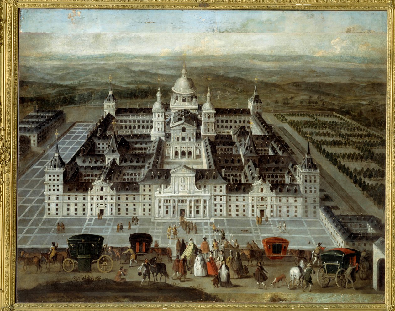 Vista del Palacio de El Escorial en España construido por Felipe II en el siglo XVI de Spanish School