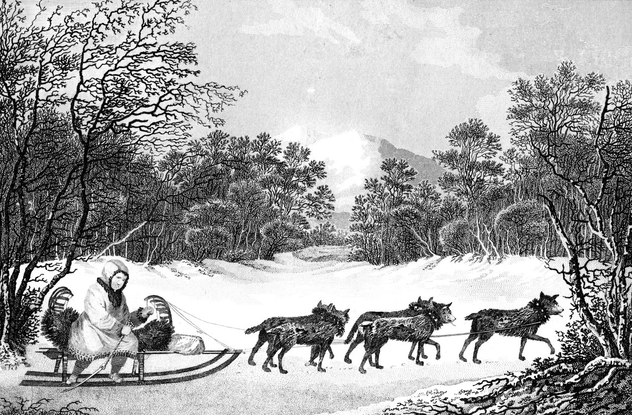 El modo de viajar en invierno en Kamtschatka, siglo XIX de Sparrow