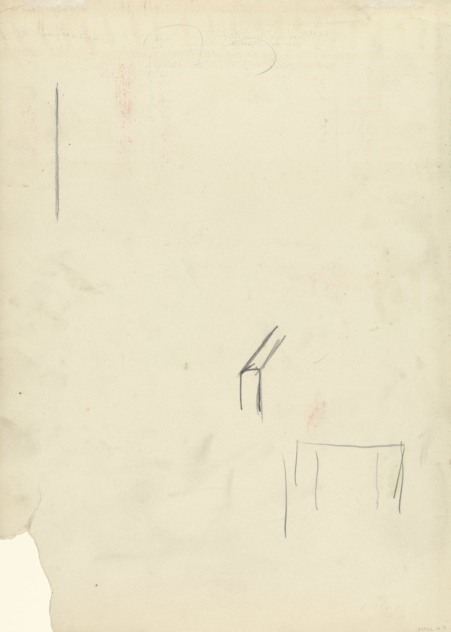 Boceto a lápiz de objeto no identificable, para la Cueva del Becerro de Oro de Spencer Frederick Gore