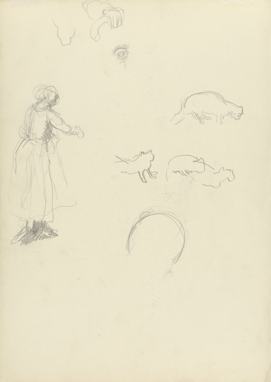Estudio de una mujer y gatos, para la Cueva del Becerro de Oro de Spencer Frederick Gore