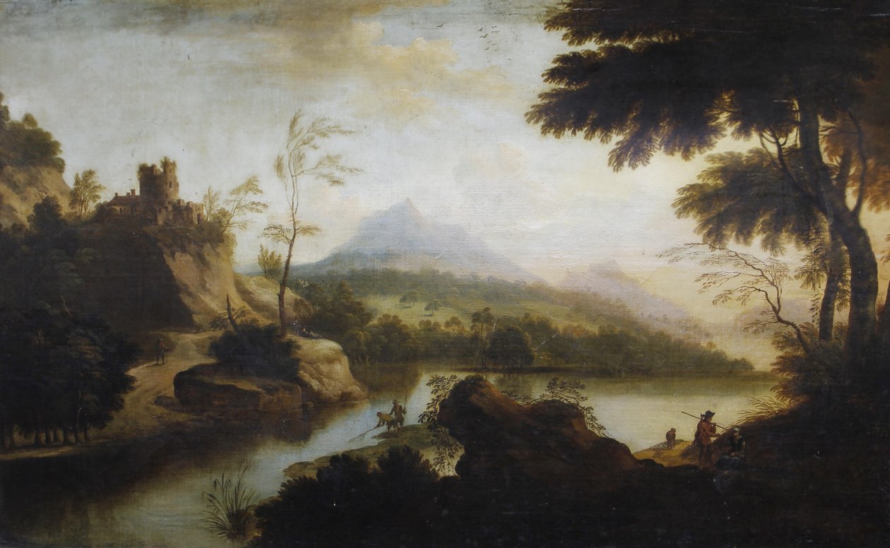 Un capricho con el nido del águila en el horizonte de Sr. Circle of George Barret