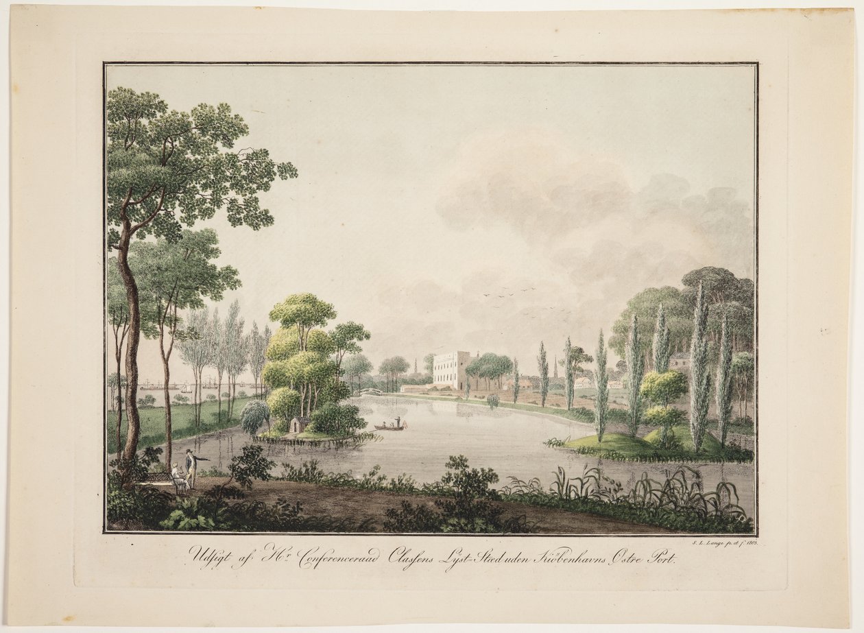 Vista de la finca del Sr. Conferensråd Classen fuera de la puerta este de Copenhague de Søren L. Lange