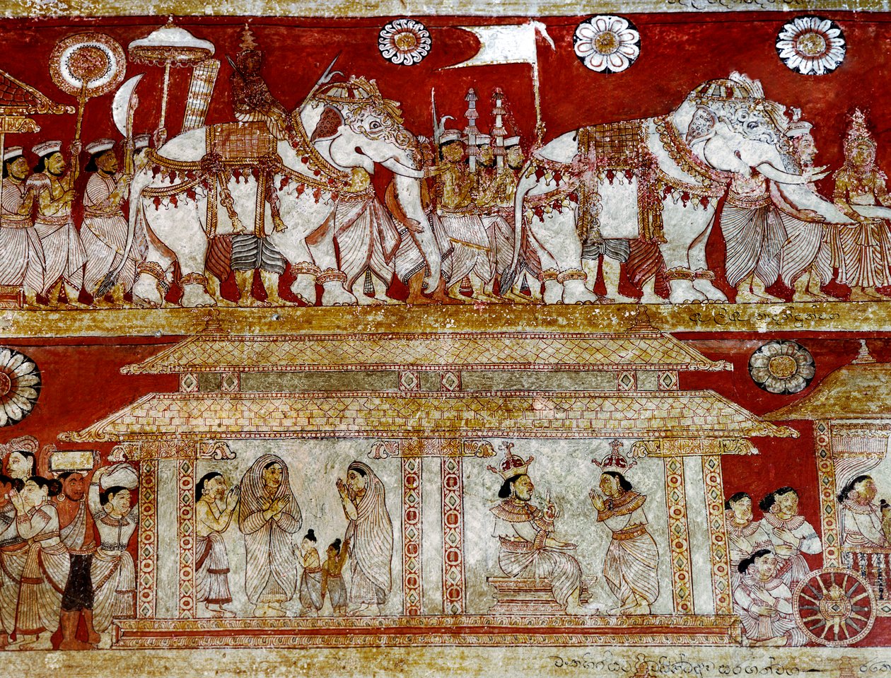 (detalle) Pintura mural en el Templo Degaldoruwa Vihraya de Sri Lankan