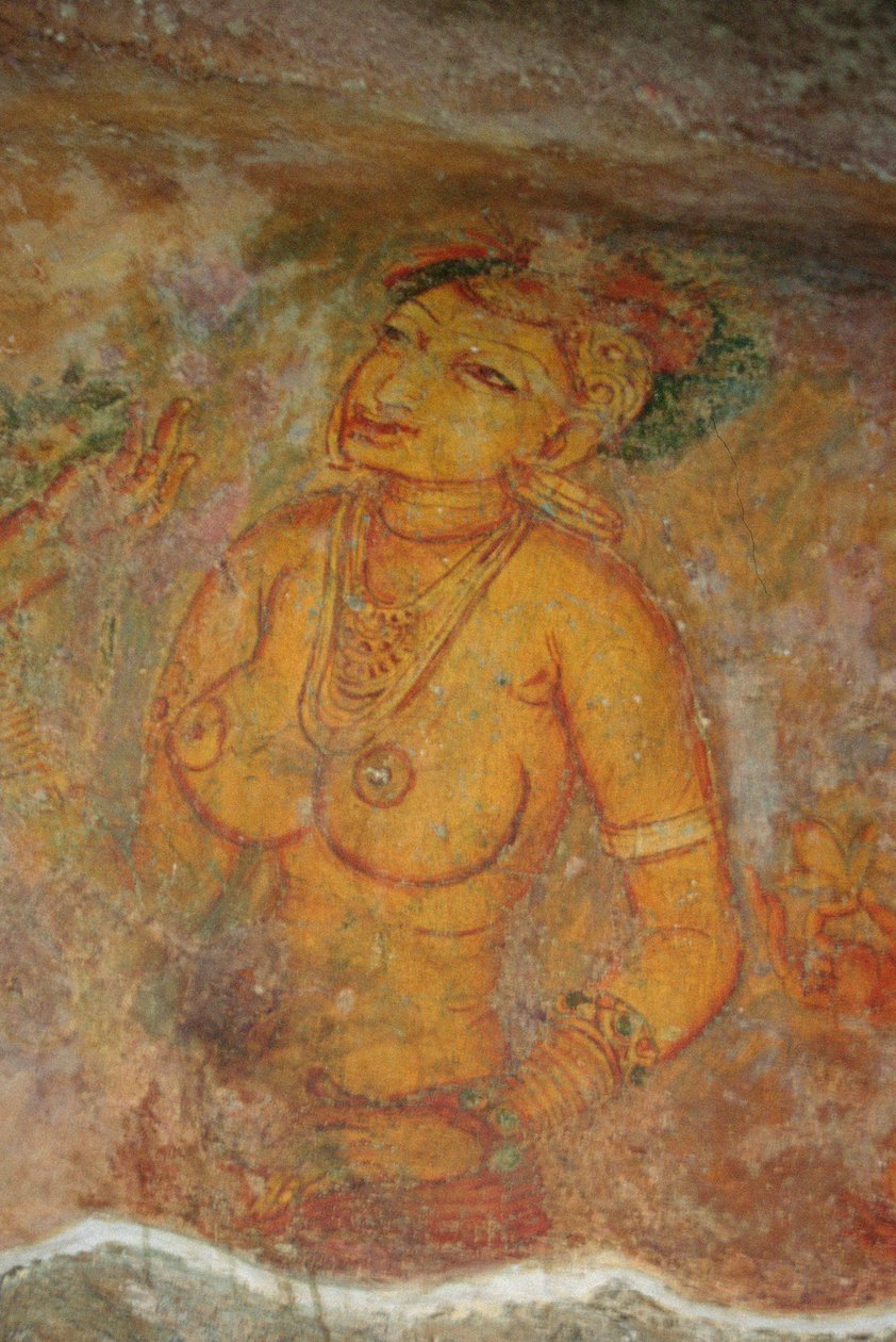 Las doncellas de las nubes, de la Fortaleza de la Roca (detalle) de Sri Lankan School