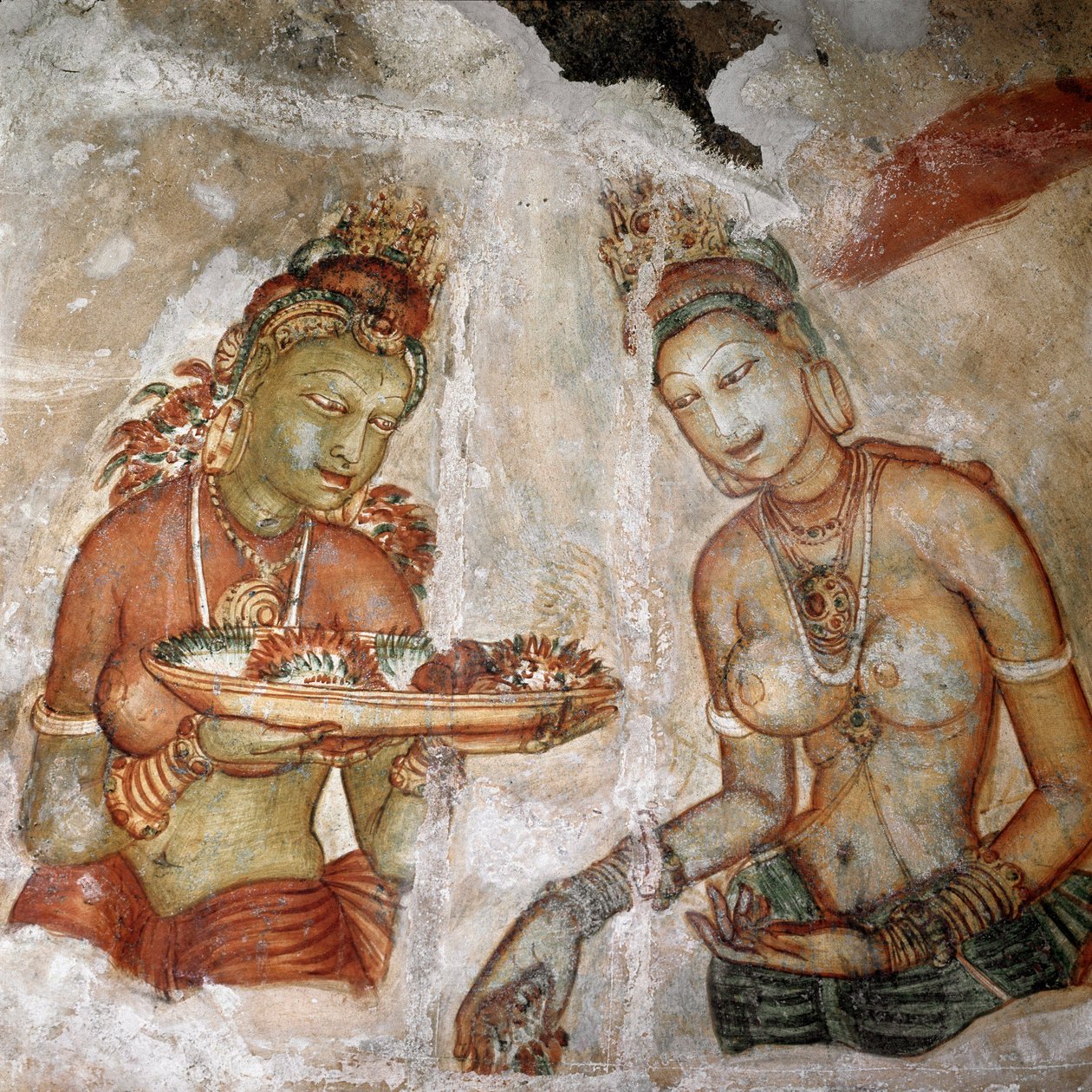 Vista de la doncella (fresco de la roca del león, siglo V) de Sri Lankan School