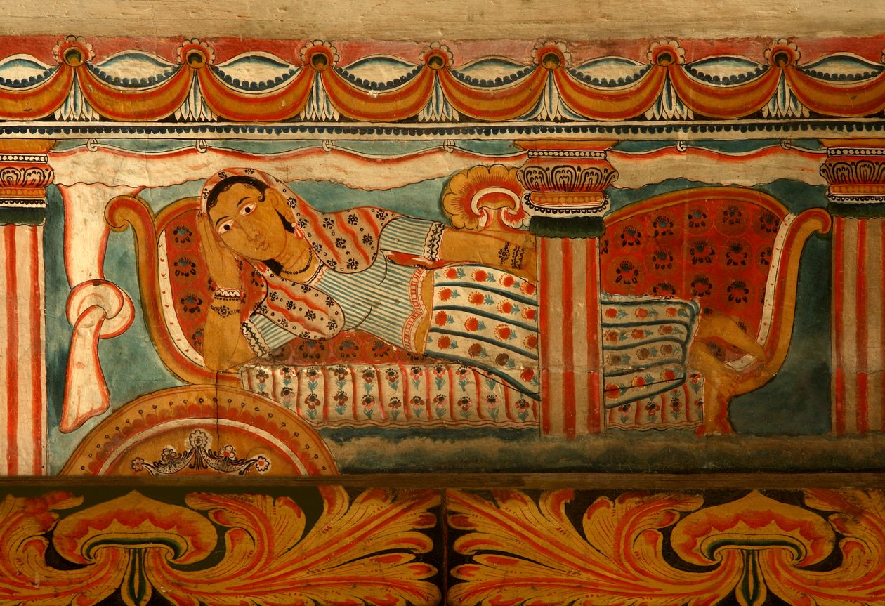 Pintura mural en la Casa de Imágenes del Templo Subdharama, Dehiwala de Sri Lankan School