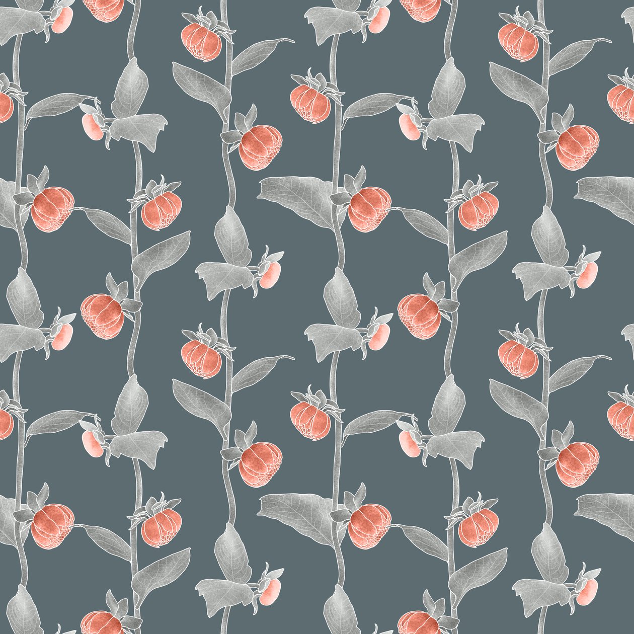 Dalias coordinadas patrón colorway 1, 2020 (lápiz de grafito y digital) de Stacy Hsu